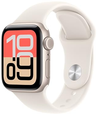 Apple Watch SE 3 GPS+Cellular caja de aluminio blanco estrella de 40 mm y correa deportiva blanco estrella-Talla M/L.Monitores de entreno y sueño,monitor de frecuencia cardiaca,pantalla siempre activa