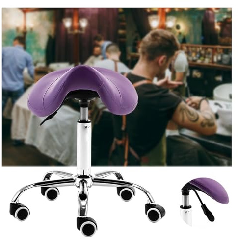 FXLUHAY Silla de Montar con Ruedas, Taburete Giratorio Profesional for peluquería, Silla elevadora de Oficina y salón for una Postura Saludable.