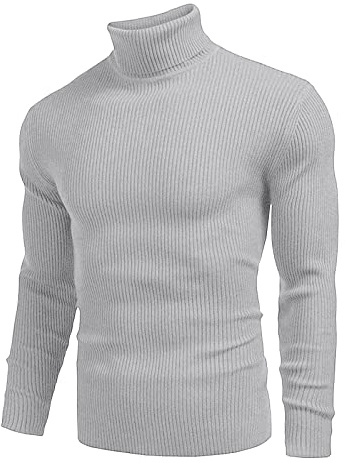 Generisch Jersey de lana de invierno masculino con cuello redondo, camisa a juego con cuello alto