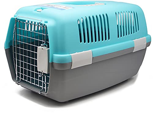 BPS Transportín Rígido Plástico para Perros y Gatos Animales Domésticos Mascota Caja de Transporte 3 Tamaños Elegir (Azul, L: 60 x 39 x 35 cm) BPS-1206AZ