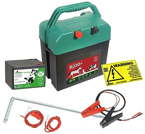 elettrificatore Set completo – Forte Eider B220 + per 9 V 12 V 230 V – con tutti gli accessori di funzionamento per la connessione al recinto