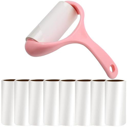 SWIHELP Rouleau Anti-Peluches，540 Feuilles,Anti-poussière, collecteur de Poils, Brosse pour vêtements et squames d'animaux. [1 Manche + 9 Rouleaux]
