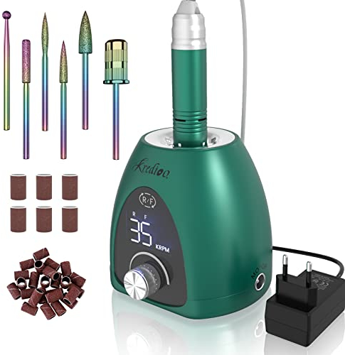 Nagelfräser 35000 U/Min Elektrische Nagelfeile für Gelnägel, 6 in 1 Maniküre Set Elektrisch Stufenlose Geschwindigkeit mit LED Dislay für Nagelhaut Shellac Acrylgel, Sicher für Anfänger Profi