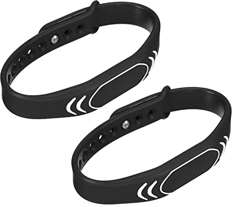 sourcing map Lot de 2 bracelets de proximité RFID en silicone - 13,56 MHz - Lecture uniquement - Étanche - Pour contrôle d'accès de porte - Noir