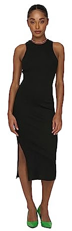ONLY Vestido Bodycon de Punto Midi sin Mangas para Mujer, Color:Negro, Talla:L