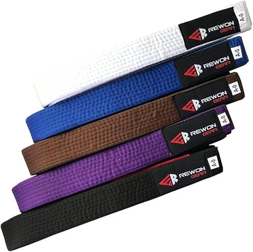 URBANSBEE Ceinture de Taekwondo Professionnelle - BJJ Premium Judo Karaté Double Wrap Kickboxing Arts Martiaux Coton Ceinture de Sport Yellow,Green,Red,Orange