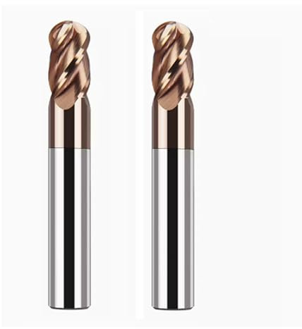 LAHDYFHOE2 Pcs 4 Flutes Carbide 3/4” Dia 3/4'' Shank Ball Nose End Mill, 4-Edge CNC Milling Bits Cutter Iron-HRC55 - TISIN Coated Bits Set CNC Router Bits