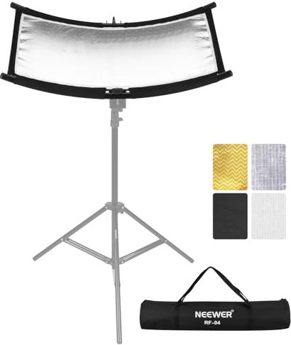 NEEWER Reflector Difusor de Luz Tipo U para Estudio y Fotografía con Estuche de Transporte, Reflector Curvo Arclight 30x18/75x40cm en Negro/Blanco/Oro/Plata (Soporte de Luz No Incluido), RF-04