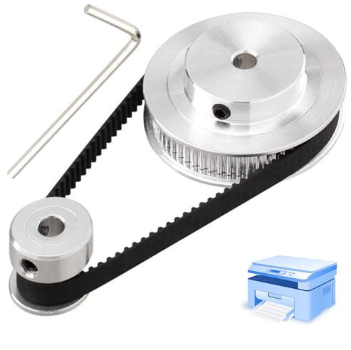 Synchronrad, Aluminium Zahnriemenscheibe, Bohrung Aluminium-Timing-Riemenscheibe, 20 & 60 Zähne, 8mm Bohrung, Planetengetriebe, mit 200 mm Länge Breite 6mm Riemen (20-60T-8B-6)