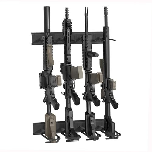 Upbci Waffenregal Wandhalterung, Aluminiumlegierung Waffenständer für die Wand, verstellbare 4/8/12 Schlitze, Indoor-Waffenständer für den Innenbereich, halten Schrotflinten, Gewehrständer sicher