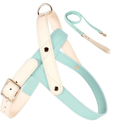 IUOUTG No Pull Dog Harness for Large Dogs with Soft Leather Handle,Escape Proof Quick Fit to Adjust Webbing Dog Halter Harness,Easy for Training Walking