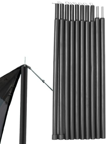 Teleskop-Zeltstange, 10er Set Verstellbare Aufstellstangen für Tarp, Zelt und Sonnensegel, Höhenverstellbar von 50 cm bis 200 cm, für Campingplanen und Sonnensegelbefestigung