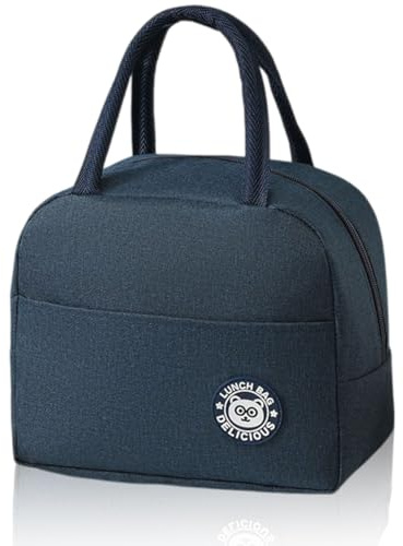 FUGLUS Bolsa Termica Porta Alimentos, 5.5 L Bolsa Comida Trabajo Portátil Fiambreras Comida Trabajo Bolsa Almuerzo para Escuela Oficina Picnic(Azul marino)