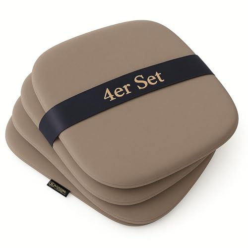 SILUK Sitzkissen 40 x 40 x 4 cm – Royal Velvet Velours, 4 cm dick & weich, Abnehmbarer Bezug mit Reißverschluss (handwaschbar) – 4er Set – passend für IKEA GRÖNSTA & ODGER (Braun)