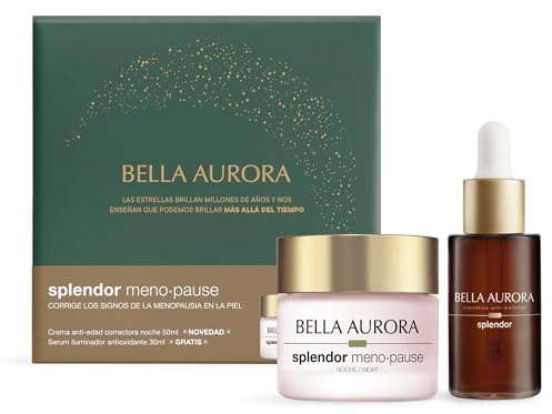 Bella Aurora Splendor Meno·Pause Pack, Crema Anti-Edad Correctora Noche 50ml con Serum Iluminador Antioxidante 30ml, Tratamiento para Signos de Menopausia en la Piel