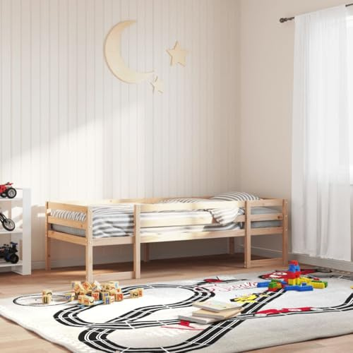 YuuSsea Kinderbett 90x190 cm Massivholz Kiefer, Robustes Bettgestell, Rausfallschutz, Stauraum, Naturholz-Finish, langlebiges Kinderzimmer-Möbel
