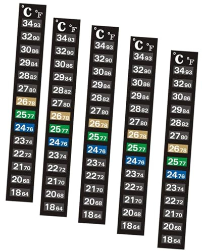 MagiDeal 5Pcs Aquarium Thermometer Strips Terrarium Water Temperature Test Easy Read Professional High Performance Temperature Decals