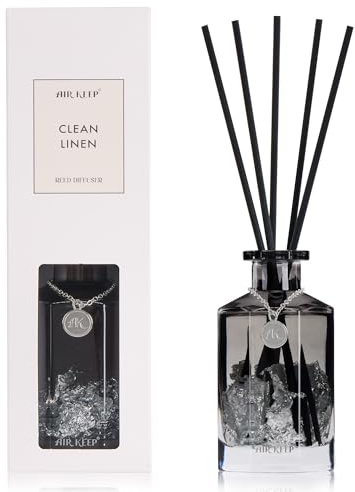 Airkeep Profumatore per Ambienti 180 ml – Clean Linen – Diffusore Ambiente a Lunga Durata con 8 Bastoncini, Fragranza per la Casa per Bagno, Camera da Letto e Soggiorno