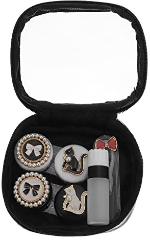Générique Boîte pour Lentilles de Contact Étanche Accessoires, Motif Chat Mignon, Rangement Compact pour Maquillage et Voyages
