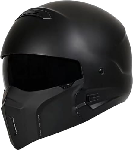 ECE/DOT-godkänd retro integrerad motorcykelhjälm för vuxna, unisex street touring motocrosshjälm med visir, alla årstider kraschhjälm B, S = 55–56 cm