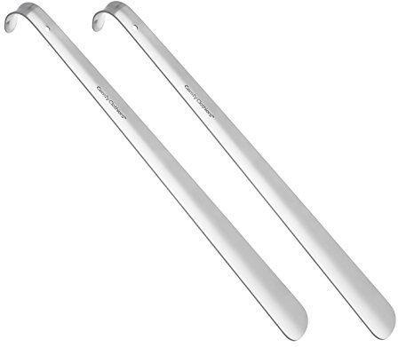 Comfy Clothiers - Long Handle Metal Shoe Horn (16.5/42cm) Stainless Shoehorn for Shoes & Boots - Great Shoe Spoon for Kids, Adults and Seniors (2-Pack)