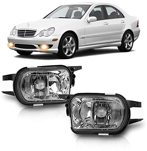 TangMiGe Nebelscheinwerfer für Mercedes Benz W203 S203 CL203 C209 A209 C215 R171, C Klasse Sportcoupe CLC Klasse CLK Klasse S Klasse Coupe CL Klasse SLK, 05/2000-12/2011, HB4, 1 Paar, Klar Objektiv