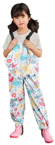 IQYU Regenhose GefüTtert MäDchen - Softshellhose Kinder Wasserdicht - Skihose MäDchen Snowboardhose Winter Sporthose Schneehose Hose-RegenträGerhose-Atmungsaktiv Matschhose Mit HosenträGern