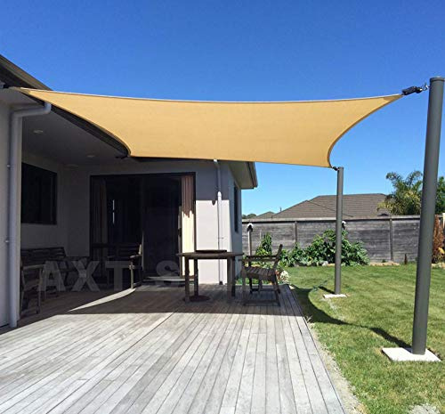 AXT SHADE Toldo Vela de Sombra Rectangular 5x6m Protección Rayos UV y HDPE Transpirable para Exterior Terraza Patio Jardín-Arena