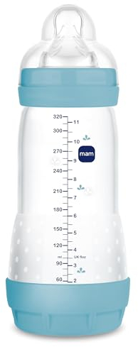 MAM Biberon anti-colique, à partir de 4 mois, 320 ml, avec tétine 3 flux rapide en silicone, facile à accepter, auto-stérilisable et facile à nettoyer, Easy Start Anti-Colic, rose mat, lot de 1