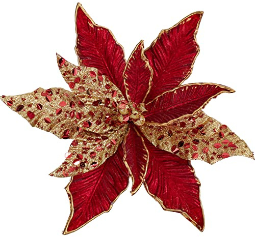 Oairse - Set med 4 st konstgjorda julblommor glitter 30 cm diameter julstjärnor julstjärna för julgransdekoration konstgjorda blommor semester mittpunkt