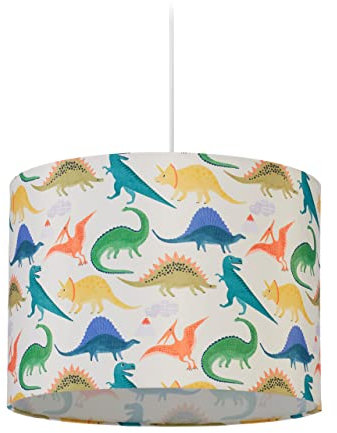 Relaxdays Lámpara Colgante Infantil Dinosaurios, Luz Habitación Niños y Bebés Pantalla 145x35 cm, Rosca E27, Multicolor