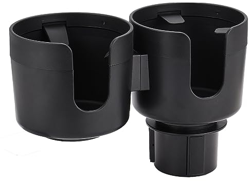 JSCARLIFE Car Dual Cup Holder Expander, 2 in 1 Multifunctional Large Car Cup Holder Expander Adapter with Adjustable Base, All Purpose Car Cup Holder for Bottles Cups Drinks Snack Organizer