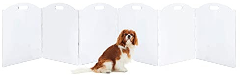 Extra-Wide Clear Acrylic Freestanding Dog Gates for The House – Folding 6-Panel Pet Gates for Doorways, Stairs, and Open Spaces, Transparent Indoor Barrier for Dogs, Puppies & Cats