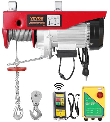 VEVOR Electric Hoist, 1760 lbs 120V Electric Winch with 328 ft Wireless Remote Control, 40 ft Single Cable Lifting Height, Single/Double Slings, Emergency Stop, Lift Hoist for Garage Warehouse Factory