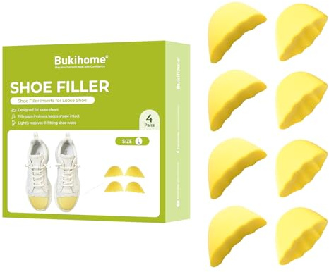 Bukihome Inserts de Remplissage pour Chaussures - 4 Paires d'Inserts de Remplissage pour Chaussures Trop Grandes, Coussins de Talon pour Femmes, Inserts pour Orteil, Réducteur de Taille pour Ajuster