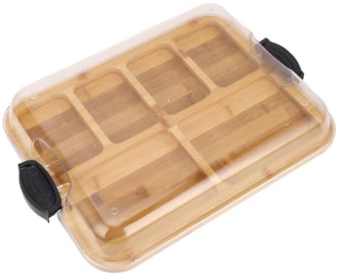 Tabla para embutidos con compartimentos integrados, tapa transparente con cierre, tabla de cortar de bambú de doble cara, tabla para queso