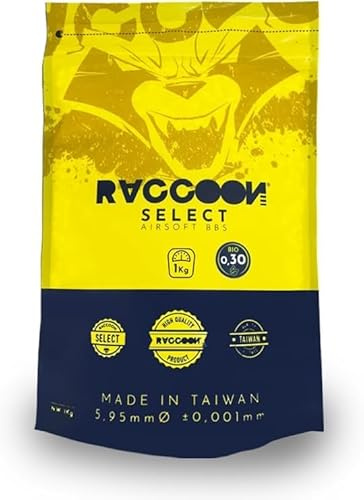 Bolsa Bolas para Airsoft Blancas biodegradables - 1 kg BBS - 0,30 Gramos - Marca Raccoon Select