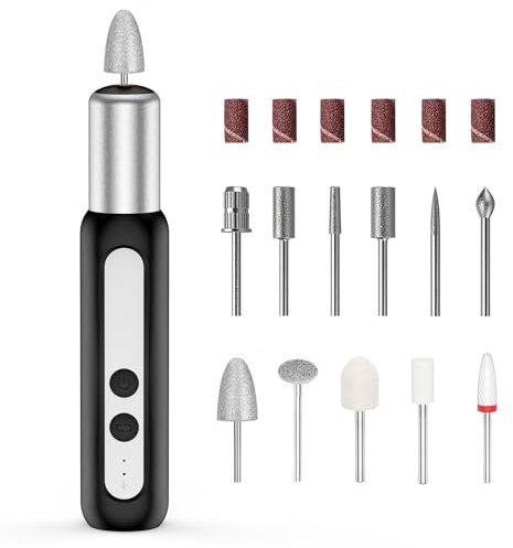 Nagelfräser Type-C-Elektromaschine für Acrylnägel tragbare elektrische Nagelfeile Polierwerkzeug Maniküre Pediküre für Heimsalon (Schwarz)