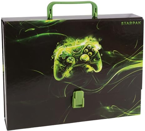 GAMER Spessa, Cartella scolastica con manico per ragazzo, rigida per la scuola PER GIOCATORI A4 5 cm (Gamer Verde)