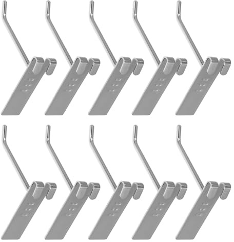 DIKACA Ganchos para Panel Perforado de 10 Cm de Alambre Metálico Resistente, 6 Mm de Grosor, 10 Unidades para Estantes de Tienda, Organizador de Herramientas de Pared para