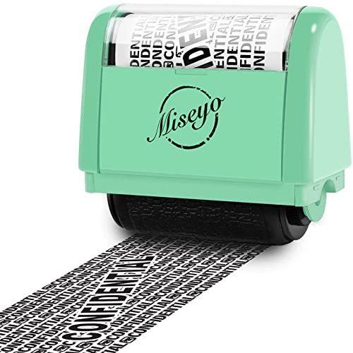 Miseyo Wide Roller Stamp Identity Theft Stamp 1.5 Inch Perfect for Privacy Protection - Mint Green
