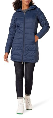 Amazon Essentials Women's Lightweight Water-Resistant Packable Puffer Coat Outerwear, -navy, Large