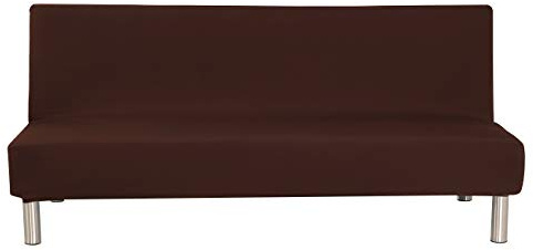 Funda protectora de color liso para sofá cama sin reposabrazos de poliéster y elastano de 3 plazas, elástica, plegable, para sofá plegable sin reposabrazos, 203,2 x 127 cm