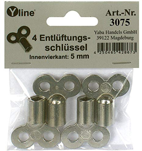 4 Stück Entlüftungsschlüssel, Ohrenschlüssel Heizkörper Heizung Entlüftung, Innenvierkant - Schlüssel, sl, 3075