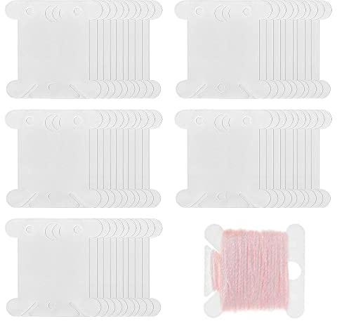 GZGXKJ 100 Pezzi Bianco Rocchetti Filo Ricamo Avvolgitore di Plastica per Artigianato Fai da Te Ricamo Cucito Filo di Stoccaggio