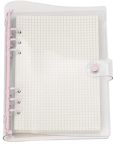 A6 / A5 6-håls färgglatt PVC-omslag, rund ringmapp med snäppfäste, löst bladmapp, anteckningsbok, påfyllningspaket, DIY, scrapbooking, skydd för pärmskydd (Parfait Pink, A5 mini set)