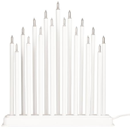 Marco Paul White Christmas Candle Bridge with 17 Pipe Faux Candles Traditional Christmas Arch Light Up Decoration Festive Décor Table Centrepiece Window Ornament Xmas Lighting