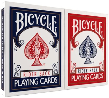Bicycle Rider Back Playing Cards, Standard Index, Poker Cards, Premium Playing Cards, Red & Blue, 2 Count (Pack of 1)