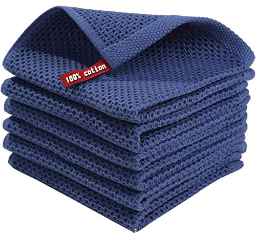 BW&HM Trapos Cocina Algodo nPaños de Cocina Paños Cocina Algodon Durable y Súper Absorbente 33 x 33cm Set de 2 Azul Marino