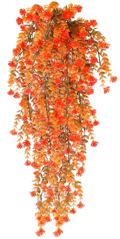 HBell 2Pcs Artificial Hanging Flowers,UV-Resistant Fake Hanging Plants Flower Bouquet Hanging Vine Plants Drooping Plants for Wall Home Garden Yard Patio Wedding Indoor Outdoor Decoration (Autumn)